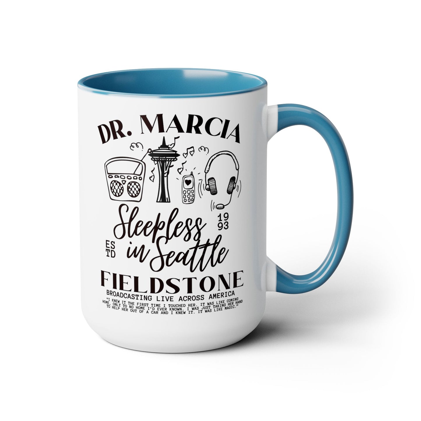 Sleepless in Seattle Movie Coffee Mug Colored Handle 15 oz