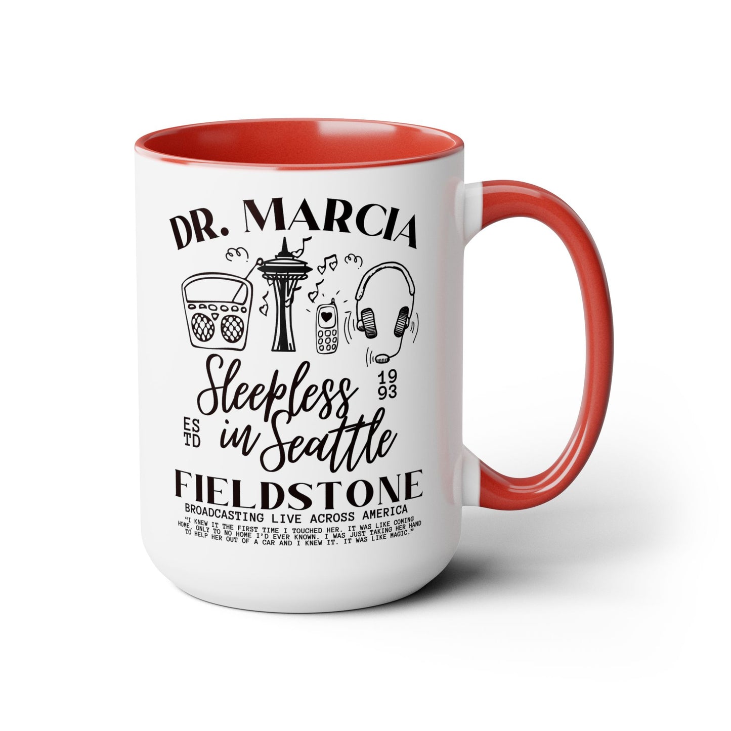 Sleepless in Seattle Movie Coffee Mug Colored Handle 15 oz