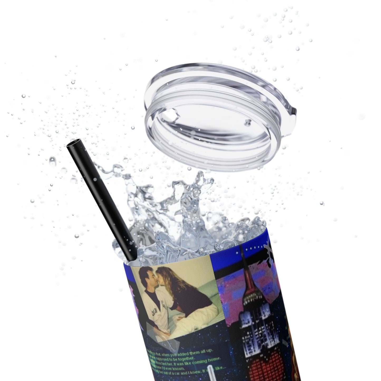 Skinny Tumbler Cup - Sleepless in Seattle Movie Romcom 90s New York Design, 20oz