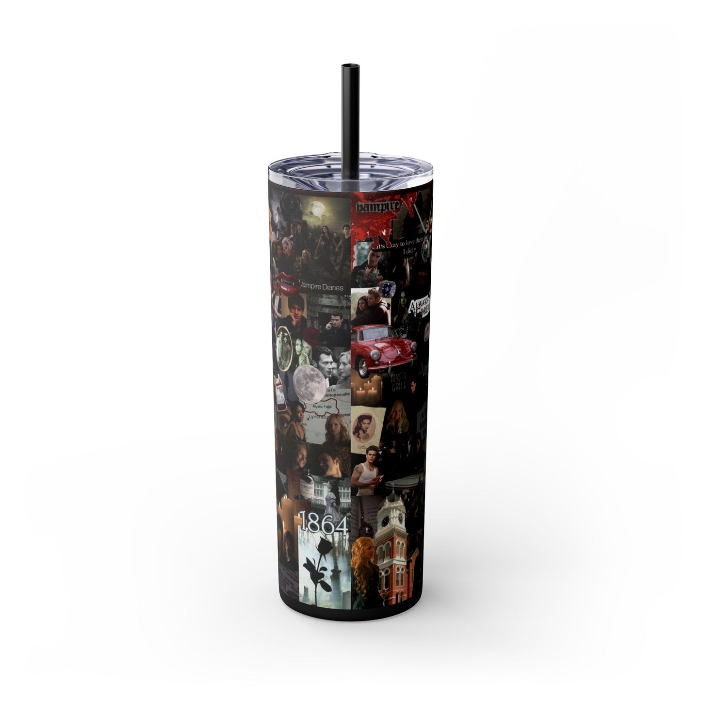 Vampire Diaries Skinny Tumbler Team Damon Salvatore Brothers Mystic Falls Coffee Water Bottle