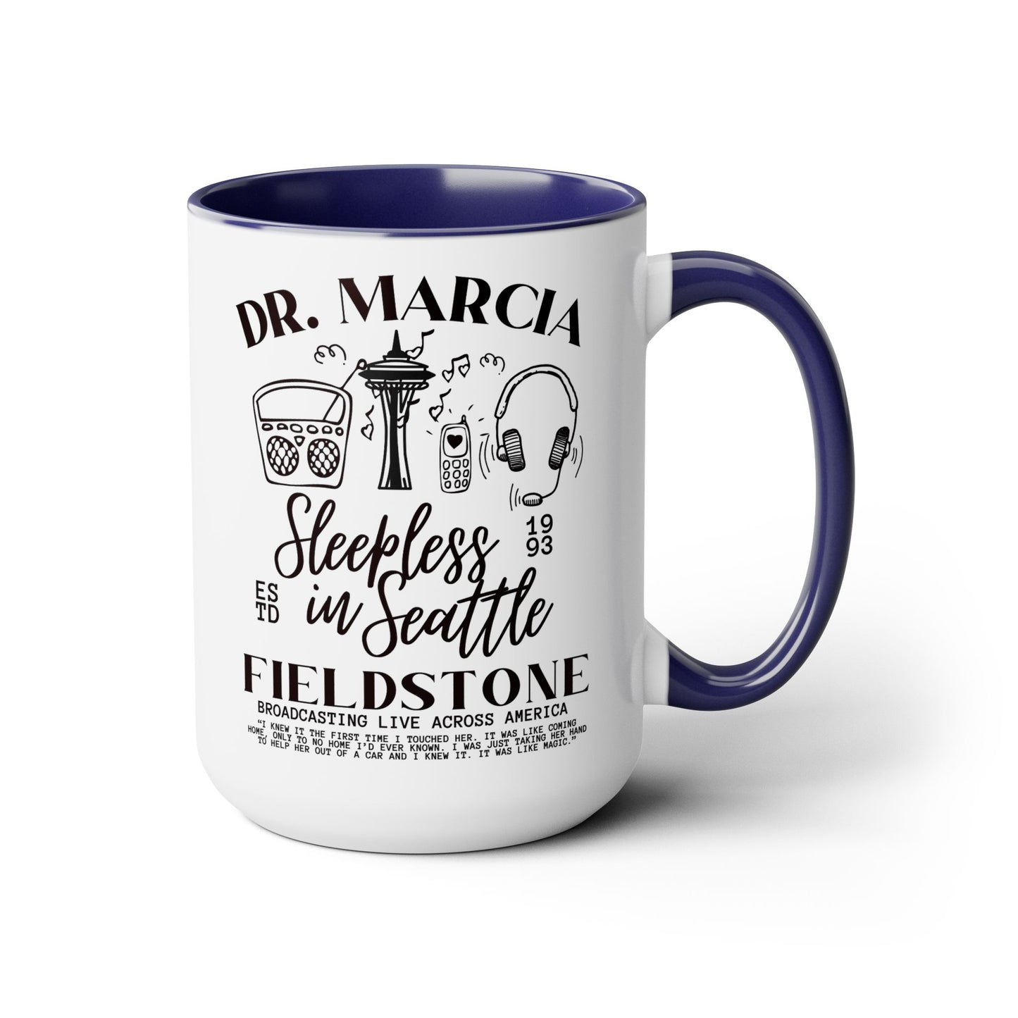 Sleepless in Seattle Movie Coffee Mug Colored Handle 15 oz