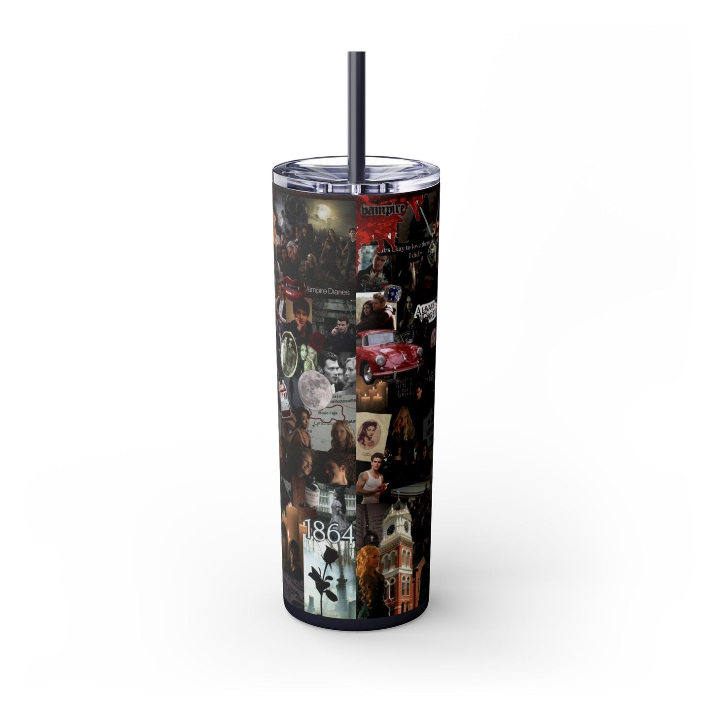 Vampire Diaries Skinny Tumbler Team Damon Salvatore Brothers Mystic Falls Coffee Water Bottle